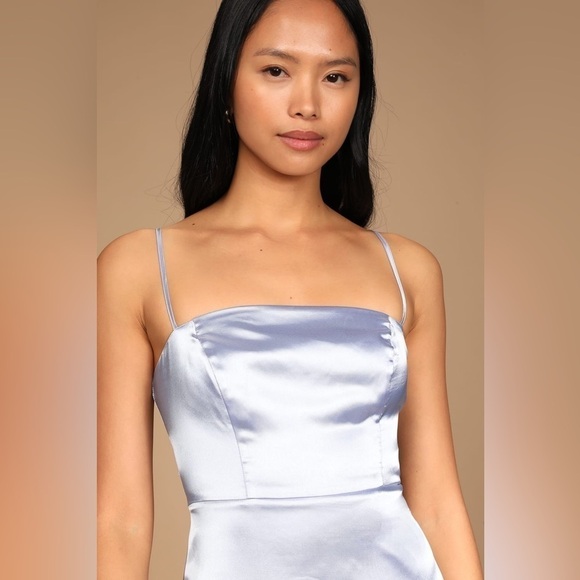 LULU’S Emalee Light Blue Satin Bodycon Mini Dress - Picture 4 of 4